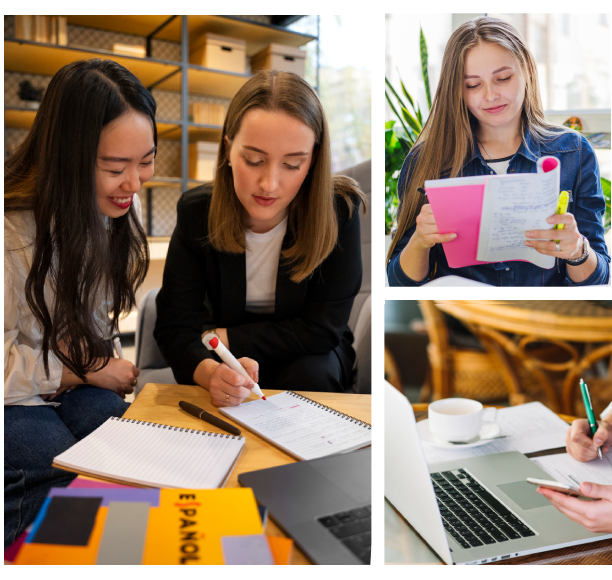 Students collaborating on assignment writing and academic study support for ATHE coursework